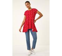 Roman Women's Polka Dot Hanky Hem Top in Red | Size: 14 Roman Red 14