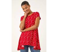 Roman Women's Polka Dot Hanky Hem Top in Red | Size: 16 Roman Red 16