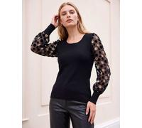 Roman Polka Dot Knitted Top Black