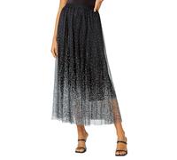 Roman Polka Dot Print Elasticated Mesh Skirt In Black Black 12