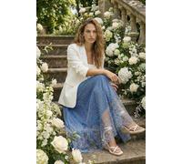 Roman Polka Dot Print Elasticated Mesh Skirt In Blue Blue 10