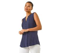 Roman Polka Dot Print Pintuck Vest In Navy Navy 10