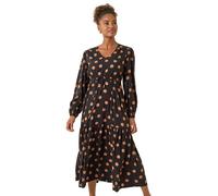 Roman Polka Dot Stretch Midi Dress In Black Black 18