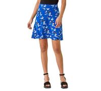 Roman Pull On Stretch Jersey Skater Skirt for Women UK Ladies Spring Pull On Elasticated Waist Summer Spring Jersey Holiday Office Work Vacation Soft Desk to Dinner Everyday - Floral Blue - Size 20