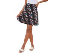 Roman Pull On Stretch Jersey Skater Skirt for Women UK Ladies Spring Pull On Elasticated Waist Summer Spring Jersey Holiday Office Work Vacation Soft Desk to Dinner - Black - Size 16