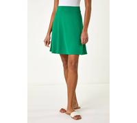 Roman Pull On Stretch Jersey Skater Skirt for Women UK Ladies Spring Pull On Elasticated Waist Summer Spring Jersey Holiday Office Work Vacation Soft Desk to Dinner - Green - Size 20
