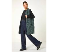 Roman Originals Quilted Collarless Buttoned Gilet for Women UK - Ladies Everyday Autumn Winter Funnel Neckline Comfy Soft Evening Vacation Work Party Night Out - Forest Green - Size 18