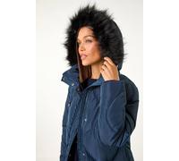 Roman Quilted Faux Fur Hooded Coat In Midnight Midnight