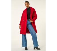 Roman Originals Premium Buttoned Coat for Women UK - Ladies Everyday Autumn Winter Comfy Soft Evening Vacation Work Party Night Out - Red - Size 18
