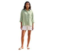 Roman Relaxed Smart Stretch Shirt for Women UK - Ladies Spring Everyday Summer Break 3/4 Length Sleeve Soft Classic Collar Comfy Lightweight Blouse Vacation Tops - Pale Green - Size 10