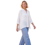 Roman Relaxed Smart Stretch Shirt for Women UK - Ladies Spring Everyday Summer Break 3/4 Length Sleeve Soft Classic Collar Comfy Lightweight Blouse Vacation Tops Ivory
