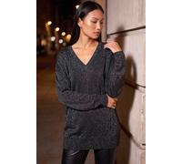 Roman Women's Relaxed Shimmer Knit Jumper in Black | Size: 18 Roman Black 18