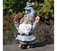 Roman Resin Gnome Outdoor Statue, Garden Decoration (Autumn, 12-inch Height)