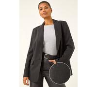 Roman Women's Revere Collared Diamante Jacket in Black | Size: 8 Roman Black 8