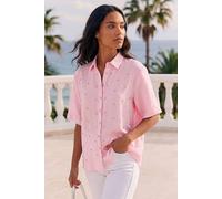 Roman Originals Rhinestone Button Detail Collar Blouse for Women UK - Ladies Everyday Holiday Spring Summer Shirt Style Collar Comfy Soft Evening Vacation Work Party - Light Pink - Size 16