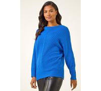 Roman Women's Ribbed Geometric Print Batwing Jumper in Royal | Size: 14 Roman Royal 14