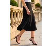 Roman Women's Ribbed Knit Flared Midi Skirt in Black | Size: 14 Roman Black 14