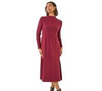 Roman Ribbed Knit High Neck Midi Dress In Burgundy Burgundy 16