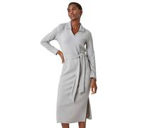 Roman Ribbed Midi Jumper Stretch Dress In Grey Grey 20