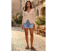 Roman Women's Ribbed Wrap Front Knit Top in Stone | Size: 20 Roman Stone 20