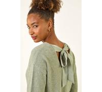 Roman Ribbon Bow Tie Back Jumper In Dark Green Dark Green