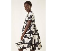 Roman Ric Rac Print Smock Dress In Black Black 16
