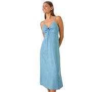 Roman Ring Centre Midi Dress for Women UK - Ladies Spring Everyday Summer Holiday V-Neckline Comfy Sleeveless Soft A-Line Shape Frock Day Out Gowns - Light Denim - Size 16