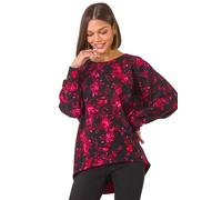 Roman Rose Floral Print Stretch Hem Top In Pink Pink 18