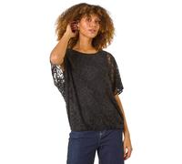 Roman Rose Print Burnout Mesh Top In Black Black 12