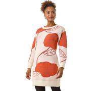 Roman Rose Print Knitted Shift Dress In Orange Orange 10
