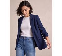 Roman Ruched Sleeve Oversized Cropped Blazer Jacket Navy Mix