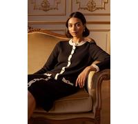 Roman Scalloped Button Through Knit Dress In Black Black 20