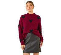 Roman Scattered Heart Knit Jumper Red One Size