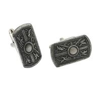 Roman Scutum Shield Cufflinks, Handcrafted English Made Pewter, Antique Silver Finish, in a Leatherette Box