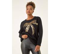 Roman Sequin Animal Bow Knit Jumper In Black Black L