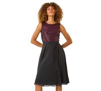 Roman Sequin Bodice Belted Chiffon Dress In Magenta Magenta 20