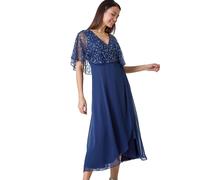 Roman Sequin Embellished Chiffon Wrap Maxi Dress In Navy Navy 12