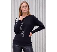 Roman Sequin Floral Batwing Knit Jumper In True Black True Black