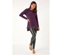 Roman Sequin Hem Tunic Stretch Top In Purple Purple 10