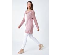 Roman Women's Sequin Knit Longline Cardigan in Light Pink | Size: 10 Roman Light Pink 10