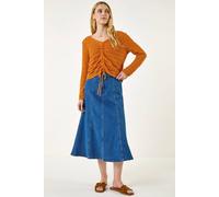 Roman Sequin Tie Front Knitted Top In Orange Orange 10