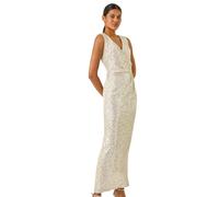 Roman Sequin Twist Detail Maxi Dress In Silver Silver 18
