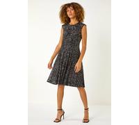 Roman Sequin Twist Front Stretch Dress In Black Black