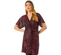Roman Sequin Twist Front Stretch Dress In Magenta Magenta 20
