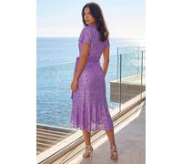 Roman Women's Sequin Wrap Front Midi Dress in Purple | Size: 10 Roman Purple 10