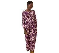 Roman Shadow Floral Stretch Midi Dress In Purple Purple 18