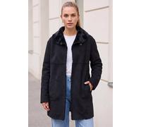 Roman Shawl Bonded Faux Fur Coat In Black Black