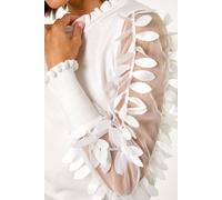 Roman Women's Sheer Feather Sleeved Jumper in Ivory | Size: 20 Roman Ivory 20