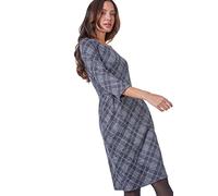 Roman Shift Dress with Pockets for Women UK - Ladies Summer Autumn Winter Smart Casual Work Short 3/4 Sleeve Tunic Knee Length Pleated Gathered Waist Tea Loose - Dark Grey - Size 12