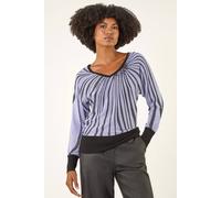Roman Women's Shimmer Abstract Stripe Knit Jumper in Purple | Size: 18 Roman Purple 18